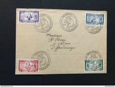 Luxembourg 1945 Brief Befreiung Luxemburgs FDC-Stempel, Mi Nr 343+344+345+346