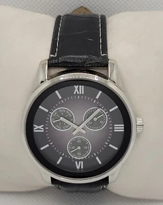 Mens Allude Silver Tone Black Dial Day Date Small Seconds Hand Analog Watch K1 - Picture 1 of 9