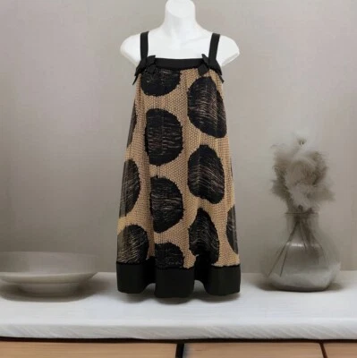 Vestido de seda DIANE VON FURSTENBERG 2 babydoll tostado negro lazos sin mangas Foto 1 de 4