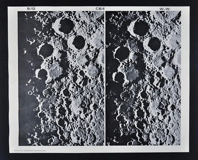 Foto de mapa de la Luna Lunar 1960 - Mt. Placas de Observatorio Wilson W119 y W123 - Astonomía Foto 1 de 3
