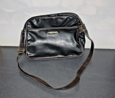 Head Messenger Sports Bag black/Brown Faux Leather Shoulder Bag Medium Sized - Image 1 of 4
