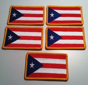 5 Puerto Rico BIKER Iron On Patch Boricua Emblem Gold Border - Picture 1 of 1