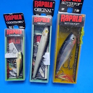 Lote de señuelos de pesca Rapala cuenta regresiva original Skitter Pop nuevos en caja aparejos de colección - Imagen 1 de 17