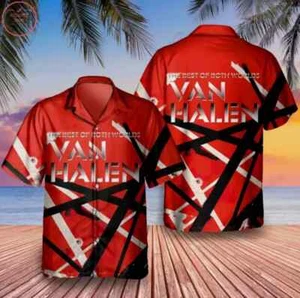 Van Halen Hawaiian Shirt Summer Beach Button Down Size S-5XL - Picture 1 of 2