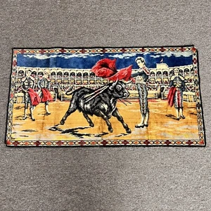 Alfombra colgante de pared vintage de terciopelo torero matador 37" x 20" hecha en Italia - Imagen 1 de 8