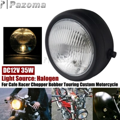 Faro de motocicleta negro carcasa bombilla cubo faro para café corredor nuevo Foto 1 de 4