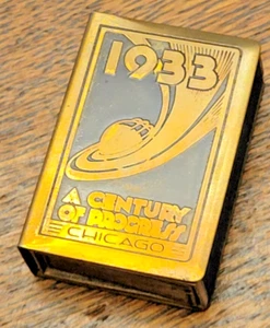 Vintage 1933 Chicago World's Fair Gold & Black Match Box - Picture 1 of 9