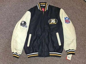 PITTSBURGH STEELERS 75th ANNIVERSARY THROWBACK FOOTBALL VARSITY JACKET LARGE NWT - Picture 1 of 12