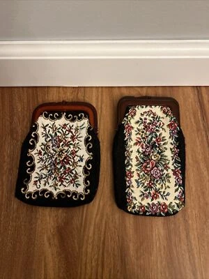 Vintage Tapestry Embroidered Floral Fabric Kisslock Coin Purse Cigarette Sunglas - Image 1 of 4