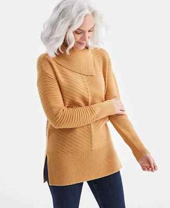 Style & Co Tunika-Pullover mit Umschlagausschnitt Neu mit Etikett Icy Coffee hellbraun M - Bild 1 von 2