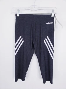 Adidas Leggings M 10/12 Black Lavender Athletic Capri Active Girl NEW CLEARANCE - Picture 1 of 5
