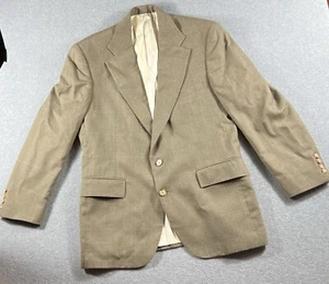 Mens Size 40 2 Button Sport Coat 100% Pure Wool Brown Windowpane Izod USA Made - Picture 1 of 19