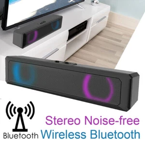 Stereo Bass Sound Computer Speaker Bluetooth Wireless Soundbar Desktop Laptop - Picture 1 of 10