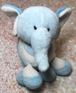 Russ Berrie Blue White Elephant Plush Stripe Stuffed Animal Soft Baby Toy 10” - Picture 1 of 6