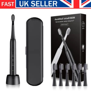 Electric Toothbrush Set 6 Brush Heads 2-Minute Smart Time 3 Adjustable Modes - Picture 1 of 12