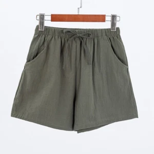 Women Cotton Linen Shorts Mini Pants Trousers Thin Elastic Waist A-line Shorts - Picture 1 of 16