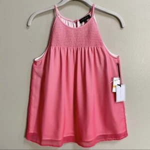 NWT 1.State Pink Tart Dip Dye Smocked Yoke Top Size Small - Picture 1 of 10
