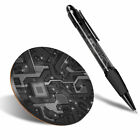 1 x Round Coaster & 1 Pen - BW - Computer Chip Electronic?s Gamer #37854