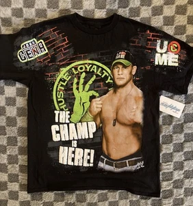 WWE John Cena Wrestling T Shirt Youth Lg U Can’t See Me Puff Ink All Over AOP - Picture 1 of 10