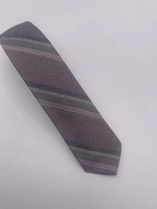 Sergio Valente Mens Tie Necktie Gray White Striped Tied Skinny - Picture 1 of 4