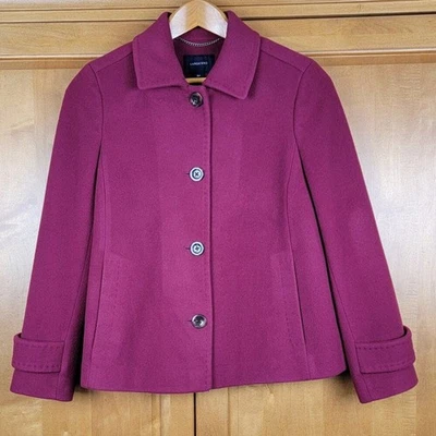 Chaqueta Abrigo Corto Lands' End Borgoña Lana Mezcla Cachemira - 6P Foto 1 de 4