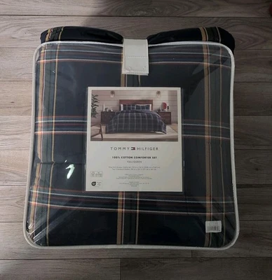 Tommy Hilfiger 100% Cotton Comforter Set FULL / QUEEN Beacon Plaid Blue w Shams - Image 1 of 4