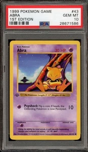 Pokemon Abra Base Set Shadowless 1st Edition #43 PSA 10 Gem Mint - Picture 1 of 2