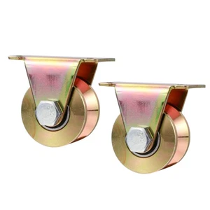 2pcs V Steel Pulley Block Heavy Duty Rigid Casters - Bild 1 von 12