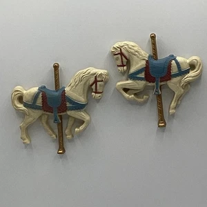 Homco Carousel Horse Wall Hanging Decor Vintage Cream Blue  5" - Picture 1 of 5