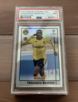 2020 Merlin Chrome Refractor - Youssoufa Moukoko  Rookie -PSA 9 - Image 1 of 2