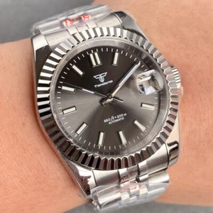 Reloj automático para hombre 36 mm 39 mm Tandorio gris esfera esmaltada cristal de zafiro NH35A - Imagen 1 de 11
