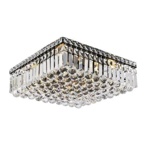 Elegant Lighting Maxime 16" Metal and Crystal Flush Mount in Black Finish - Picture 1 of 8