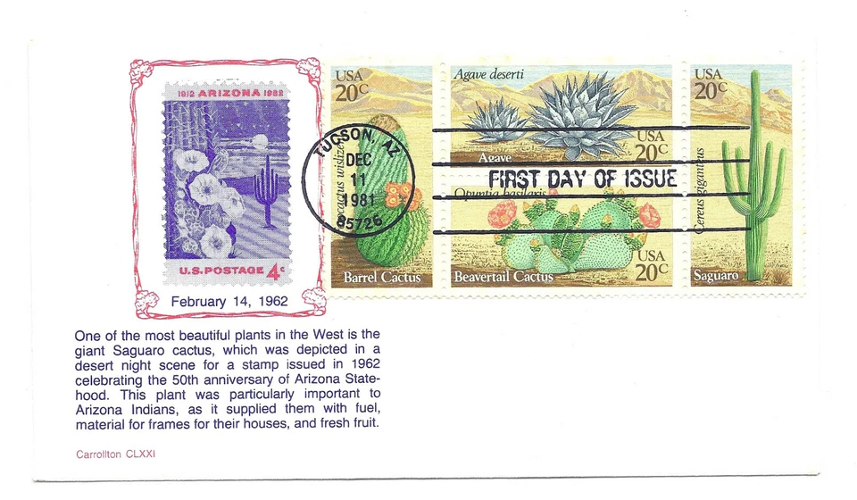 1942-45 Desert Plants, Carrollton, block of 4  FDC - Image 1 of 1
