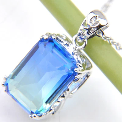50% OFF Fashion Jewerly Titanic Ocean Blue Topaz Gems Silver Necklace Pendant  - Image 1 of 4