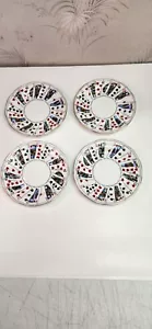 Vintage Elizabethan Cut For Coffee Playing Card Plates 6.5" Set Of 4 Mint - Picture 1 of 6