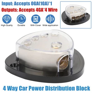 0 Gauge Input Distribution Block 4 Gauge Output Car Audio In Out AWG 12 V Power - Picture 1 of 9