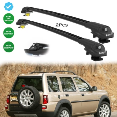 Rack de teto barras transversais pretas fácil instalação 2x para Land Rover Freelander 1997-2006 - Imagem 1 de 4