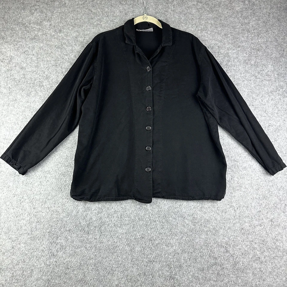 Блузка Tianello на пуговицах топ женщин размер S черный негабаритный основной минимальный LS * - Изображение 1 из 4