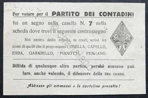 Volantino Partito dei Contadini d'Italia - Elezioni Assemblea Costituente 1946 - Foto 1 di 1