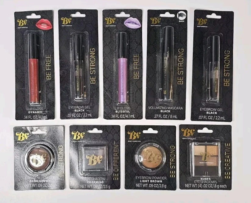 Beauty Essentials BE 9 Piece Lot - Eyeshadow, Lip Gloss, Mascara, Brow Gel - Image 1 of 3