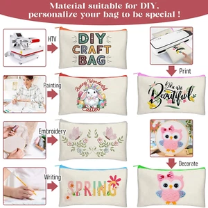 Blank DIY Craft Canvas Pencil Case - Makeup Pouch, Multi-Purpose Travel Toile... - Picture 1 of 12