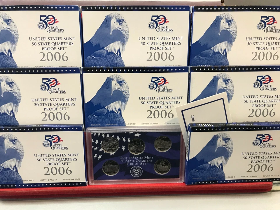 8 Set LOT of 2006-S ORIGINAL Proof Quarter Sets w/Boxes - Image 1 of 1