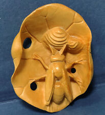 Z1056 - 2" Hand Carved Boxwood Netsuke - Fly Bee on Lotus