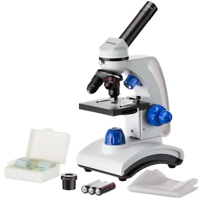 AmScope 40X-1000X Métal Cadre Etudiant Microscope Double Feux Verre + Barrettes - Photo 1/4