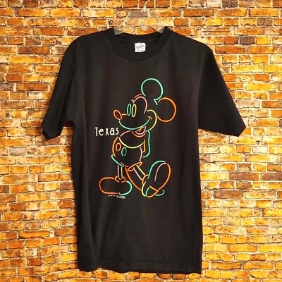 Camiseta De Colección Disney Neón Mickey Mouse Por Velva Sheen Texas De Colección Talla Grande L. Foto 1 de 4
