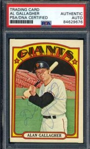 Alan Gallagher PSA DNA Signed 1972 Topps Autograph