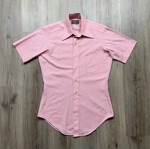 Sears The Men’s Store Vintage Pink Short Sleeve Polycotton Pocket Shirt Medium - Picture 1 of 7