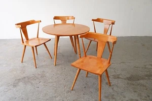 MCM Paul McCobb Planner Group Maple T-Back Dinette Set – Table and 4 Chairs - Picture 1 of 18