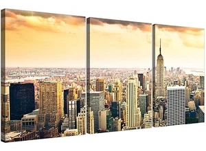 Extra Large New York Skyline Canvas Pictures 3 Panel for your Bedroom - Picture 1 of 5