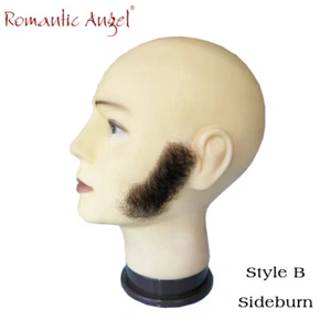 BLACK Fake Beard Sideburn Mustache Facial Hair Halloween Costume Accessory New - Picture 1 of 8